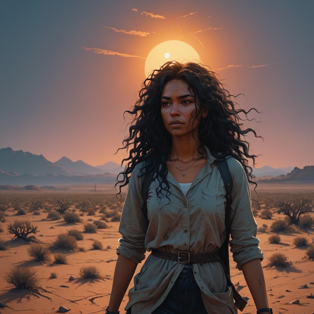 Girl in Desert Landscape Concept Art