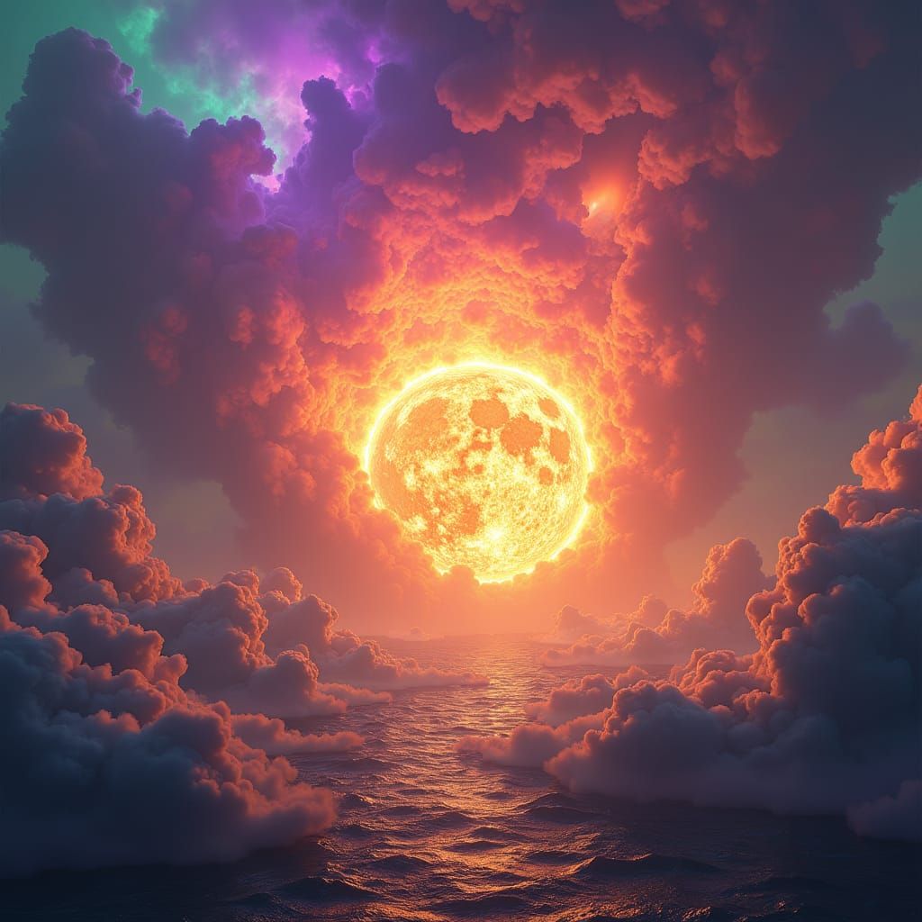 Apocalyptic Solar Flare in Mystical Deep Space