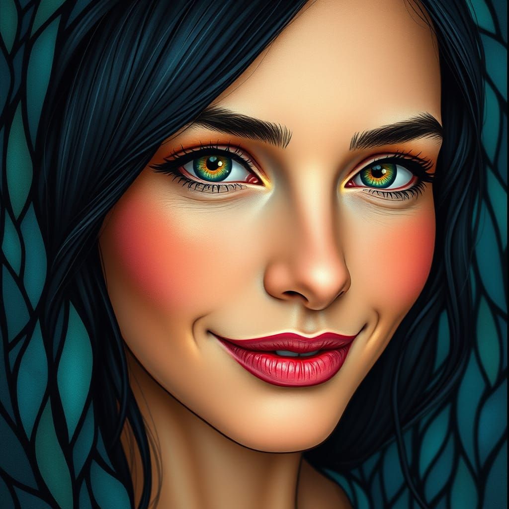 Beautiful Cel Shaded Portrait with Intricate Details