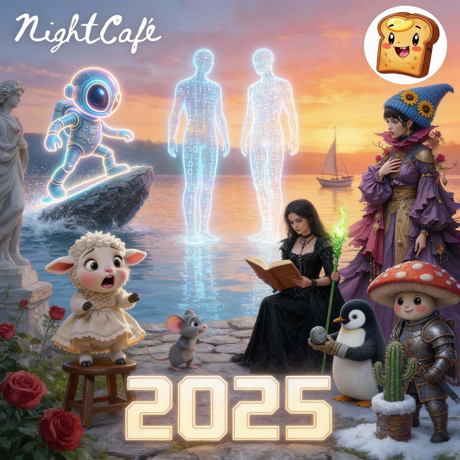 AI Art Collage: 2025 Creations Combined