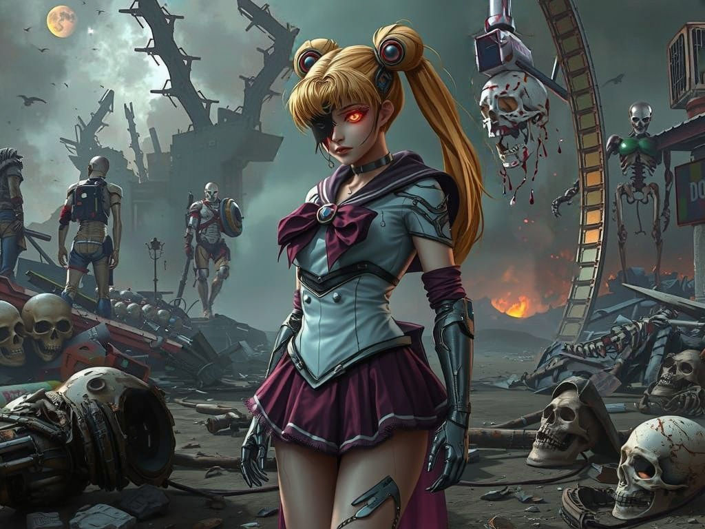 Cyborg Sailor Moon in Apocalyptic Wasteland