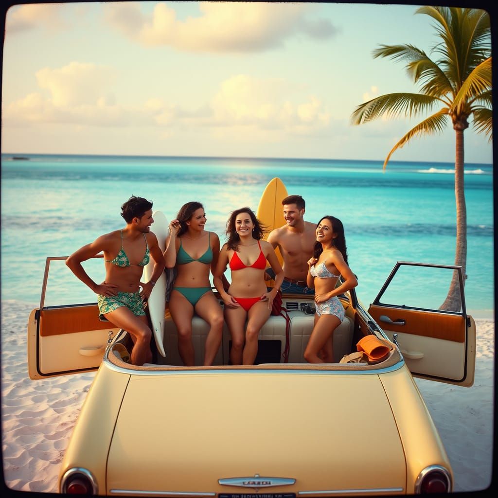 Vintage Beach Party in Editorial Fashion Style