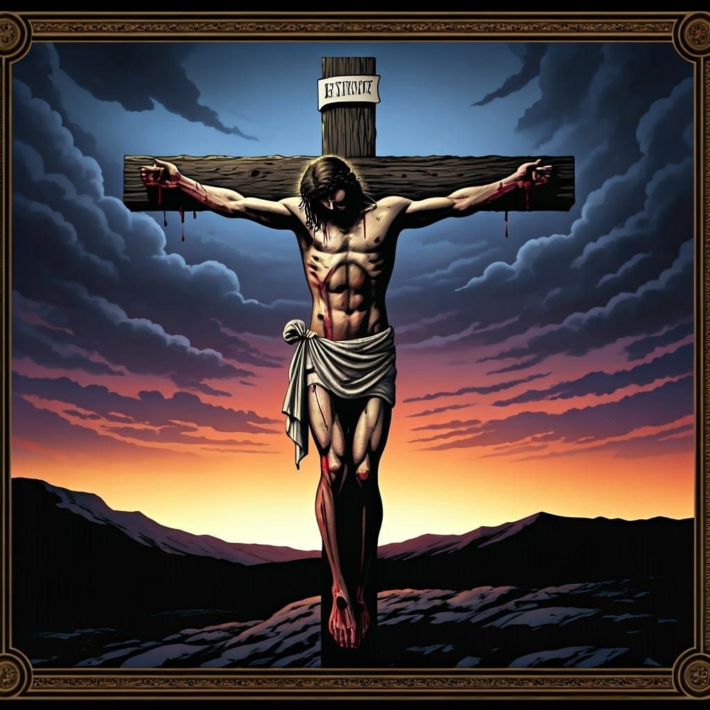 Christ Crucified in a Somber, Ominous Landscape