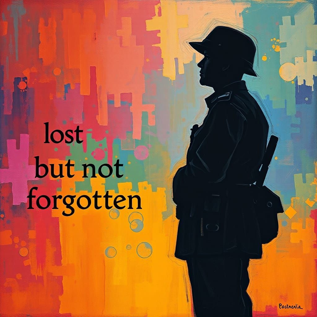 Silhouetted Soldier in Expressionist Impasto Style