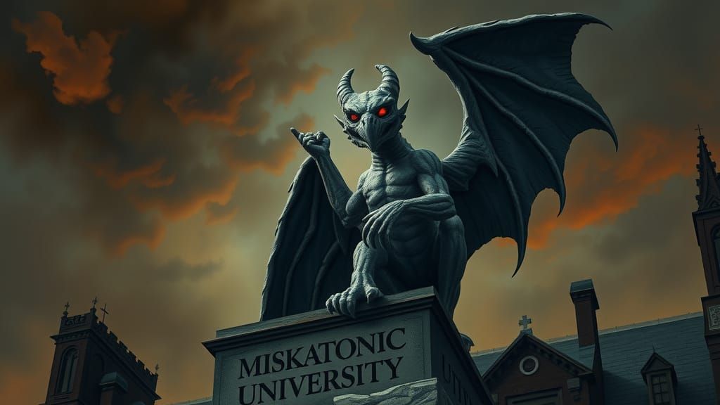 Lovecraftian Gargoyle Guards Miskatonic University