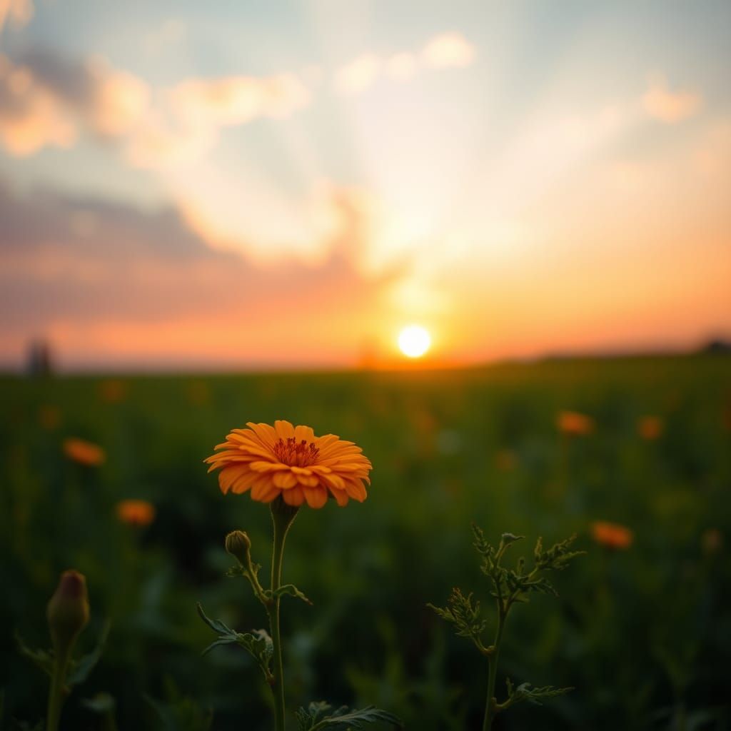 Marigold Sunset: A Fine-Art Photography Aesthetic