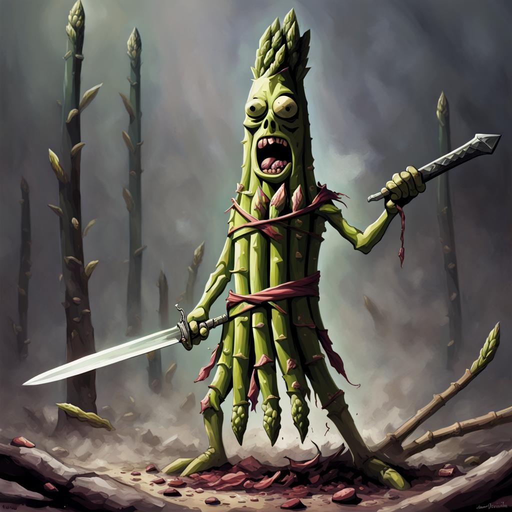 Sinister Asparagus Warrior with Sword