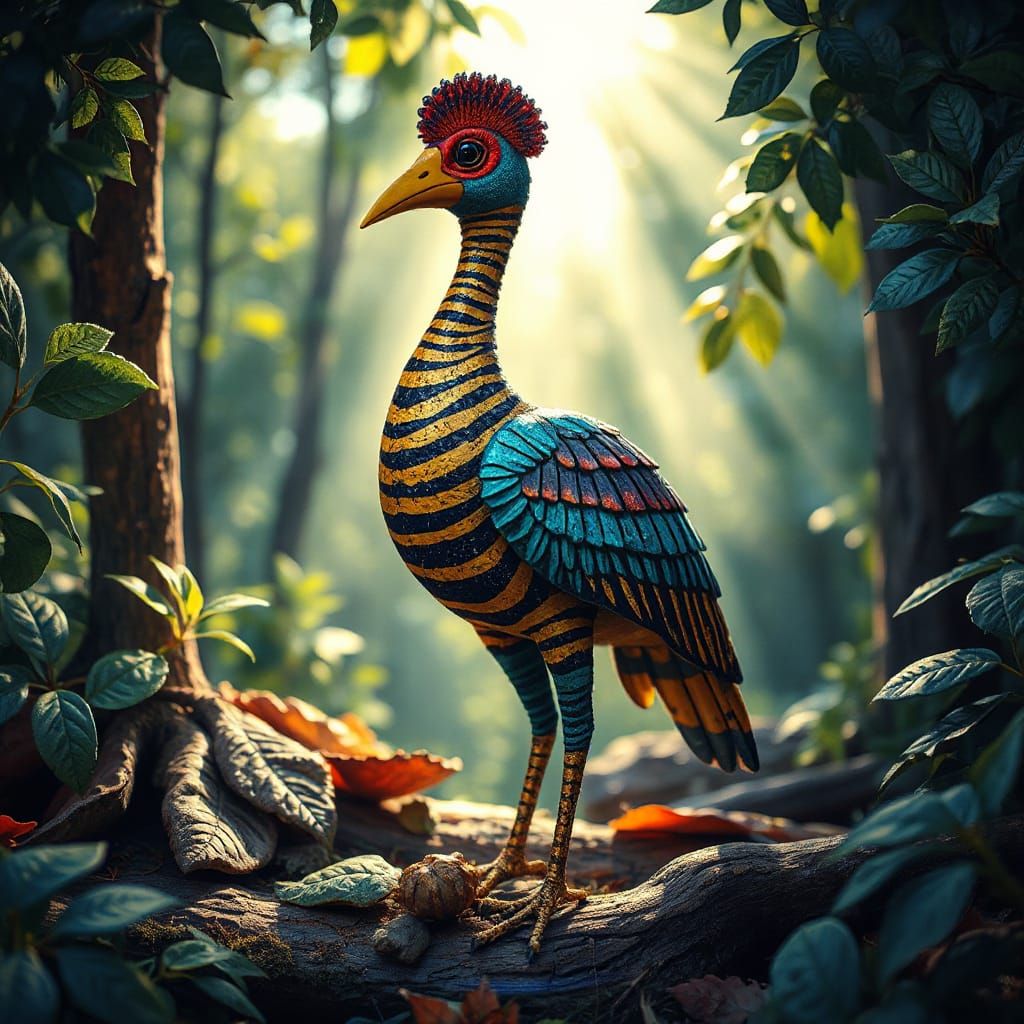 Vibrant Dodo Bird Alebrije in a Dreamlike Forest