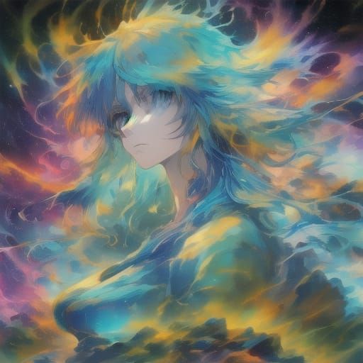 Epic Anime Girl Battles a Dragon in a Mountain Water Realm