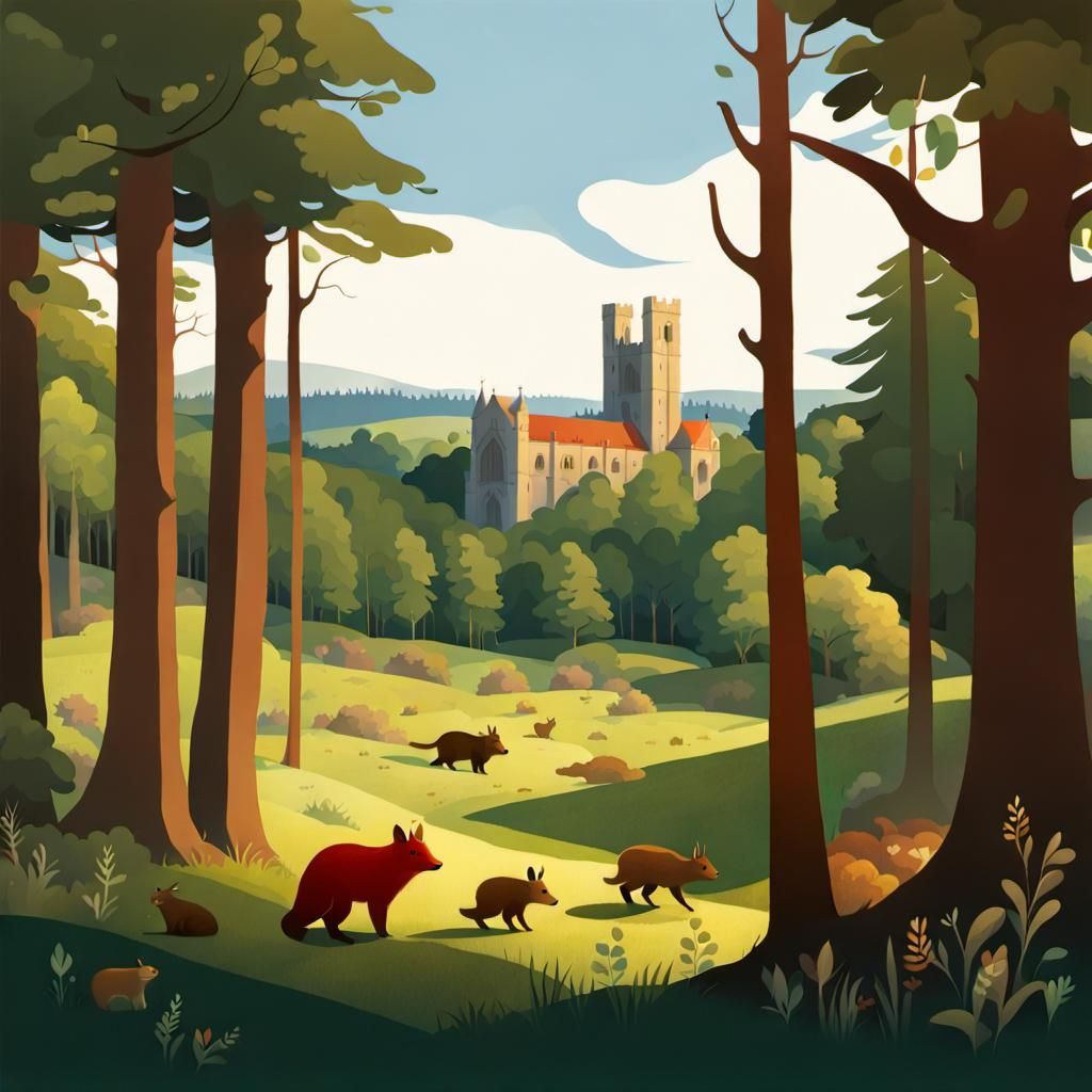 Redwall Abbey in Forest Clearing