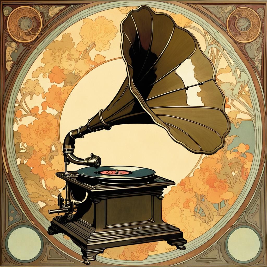 Gramophone in Alphonse Mucha Style
