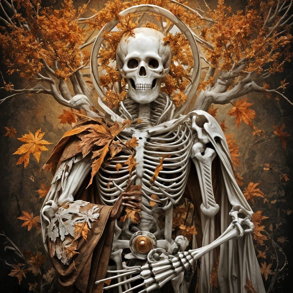 Ethereal Skeleton in Autumnal Ruins