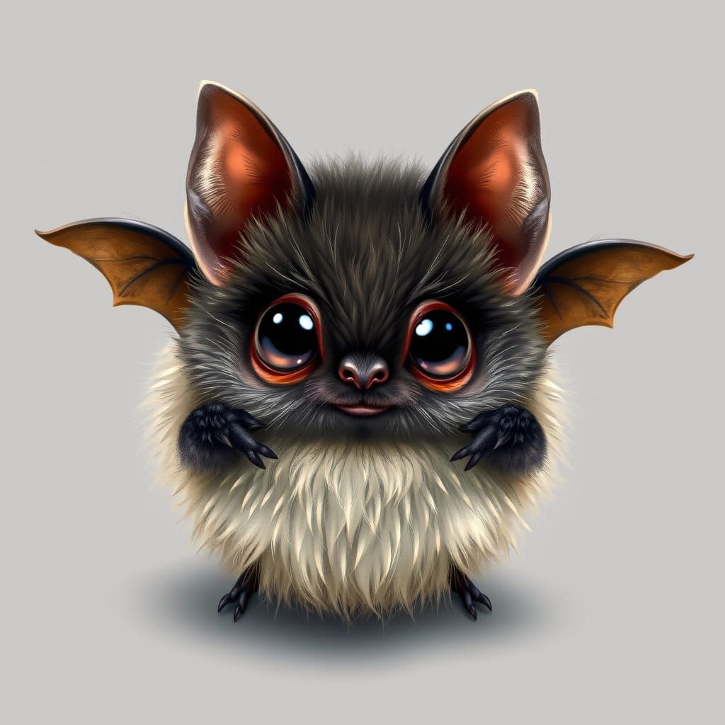 Realistic Adorable Bat with Big Expressive Eyes