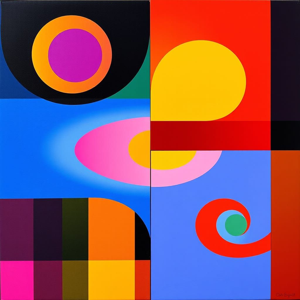 Abstract Op Art with Geometric Color Fields