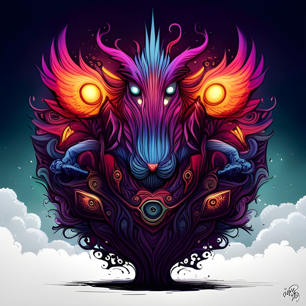 Bizarre Monster in Psychedelic Surrealist Style