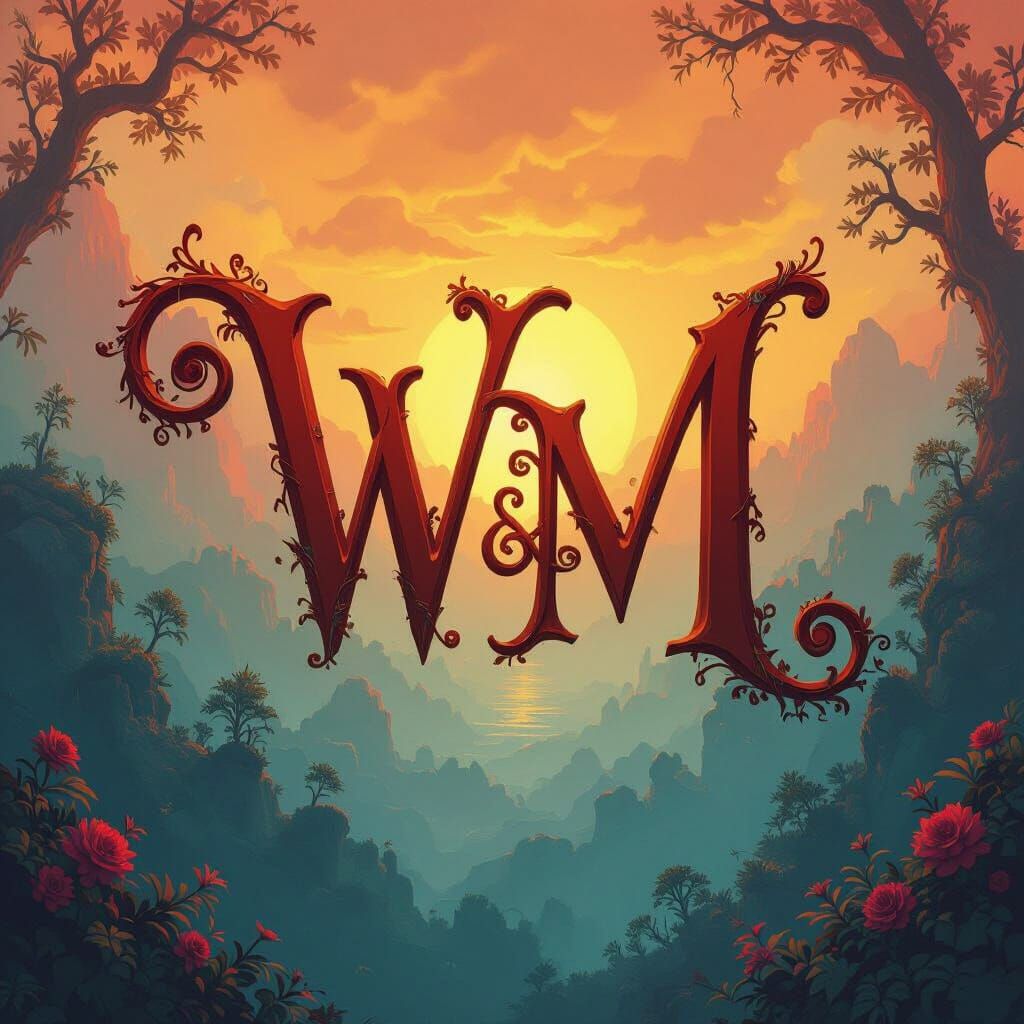 Elegant Intertwined W and M Letters in Concept Art Style