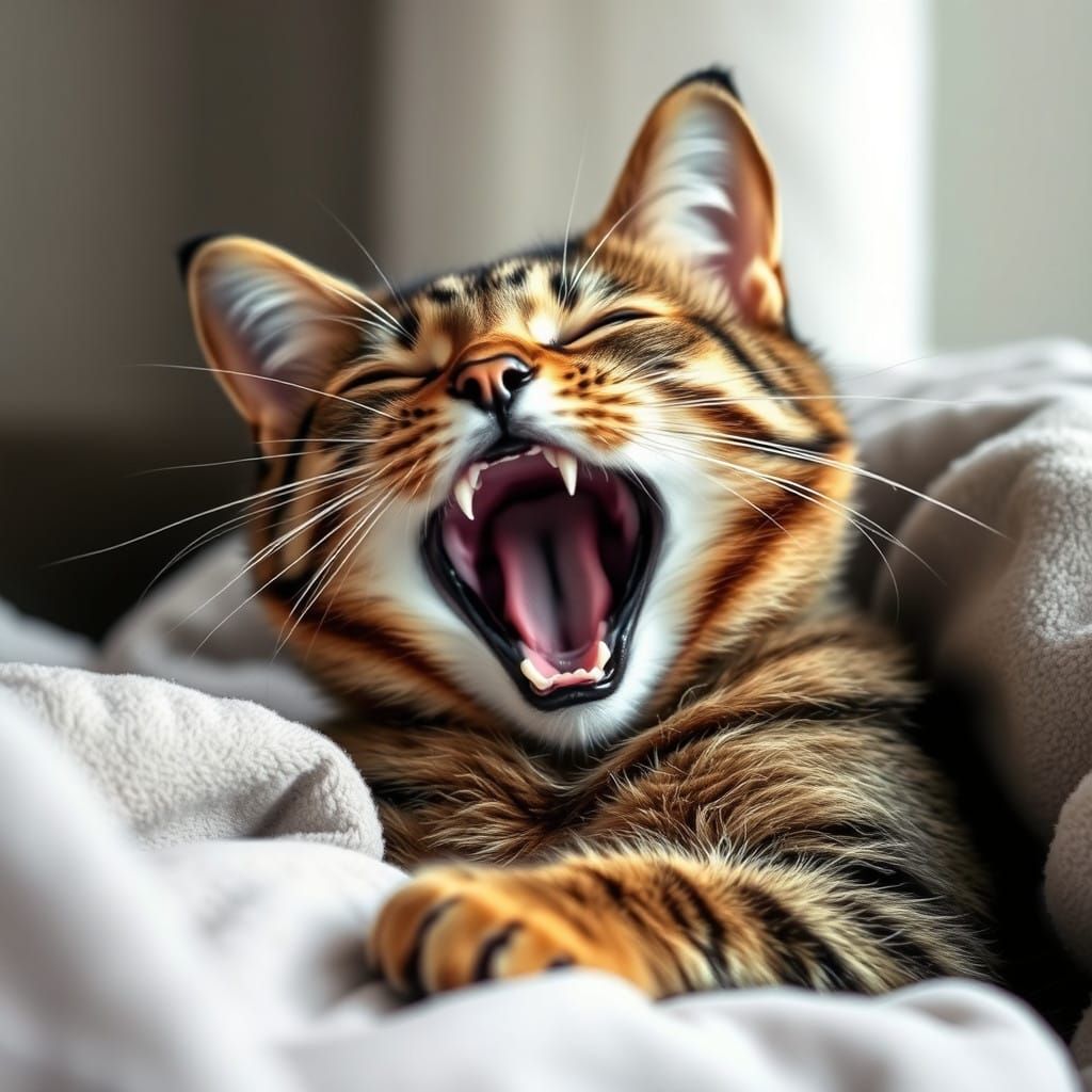 Surreal Portrait of a Relaxed Tabby Cat in Slumber