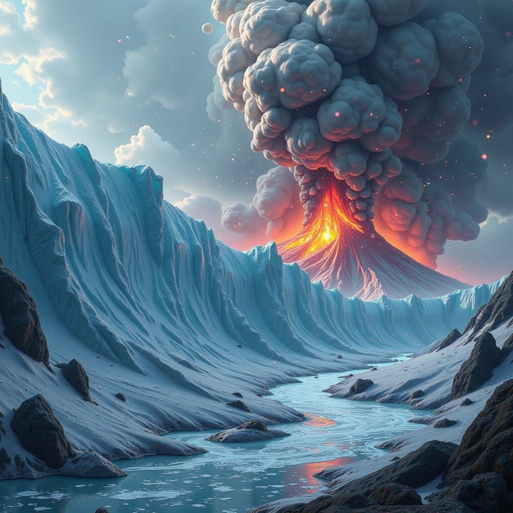 Glacier Meets Volcano in Epic Collision