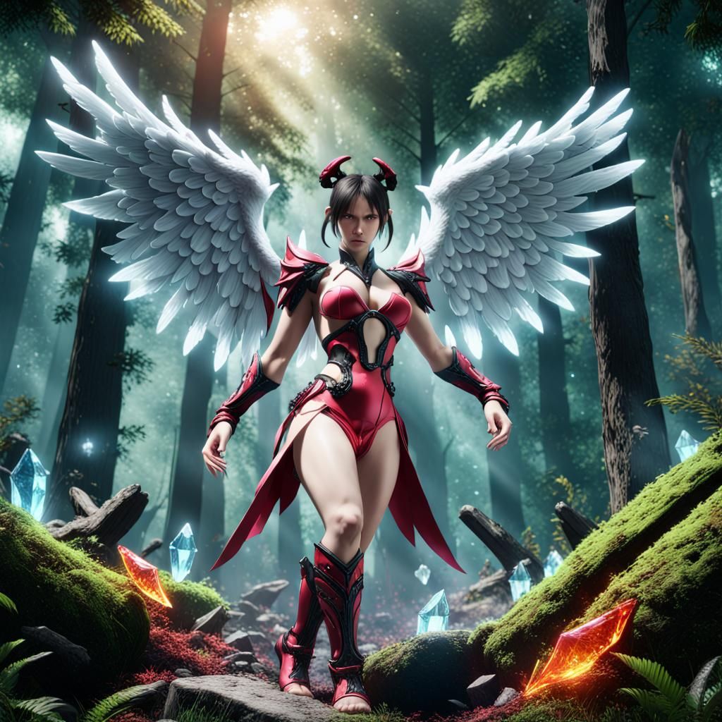Angelic Figure in Forest, Detailed Digital Art
