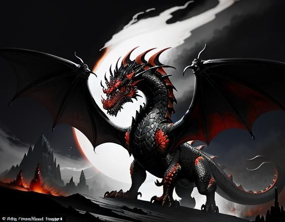 Fiery Dragon in Dynamic Fantasy Art Style