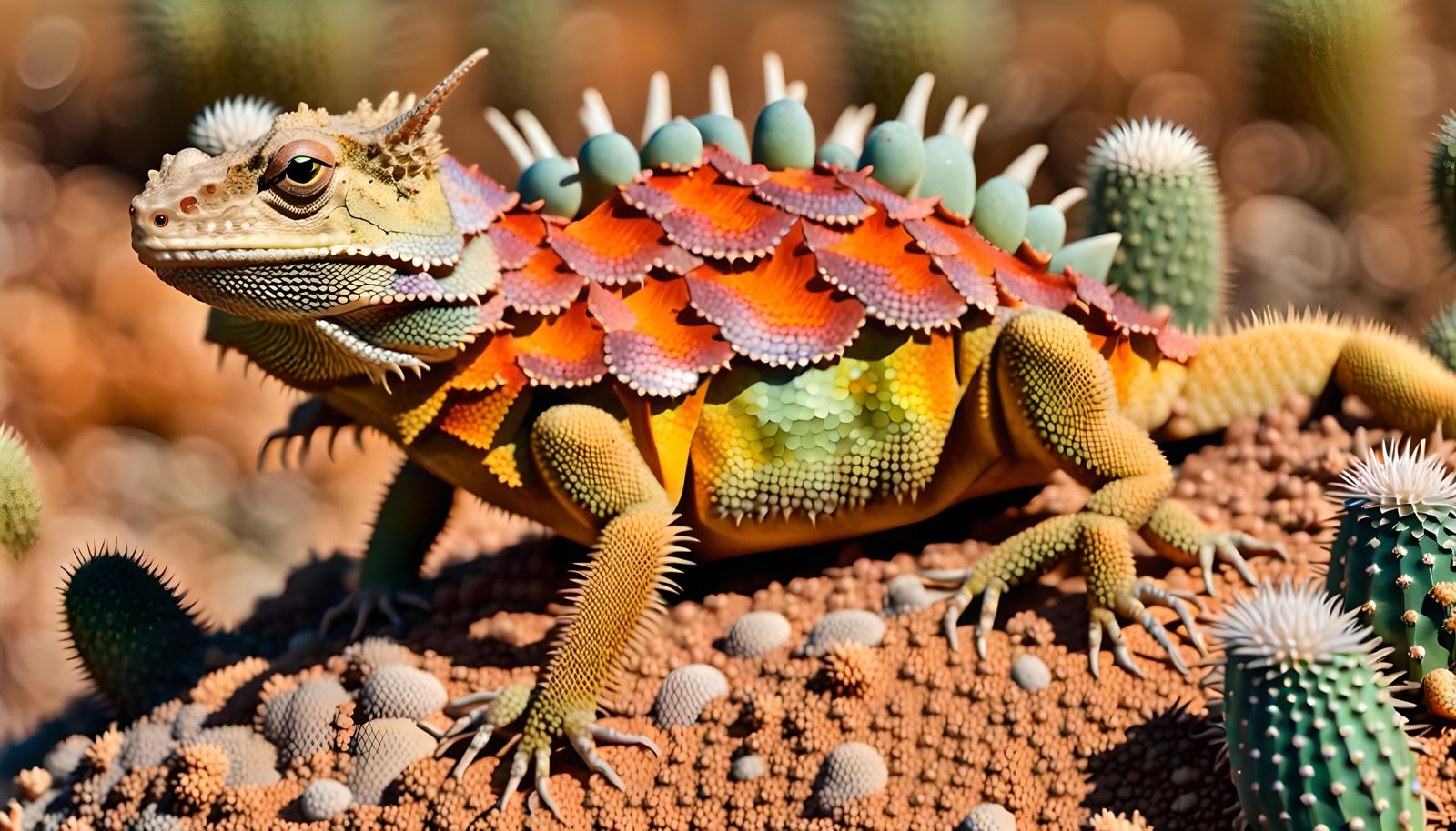 Iridescent Dragon-Scaled Lizard Portrait in Detailed Paintin...