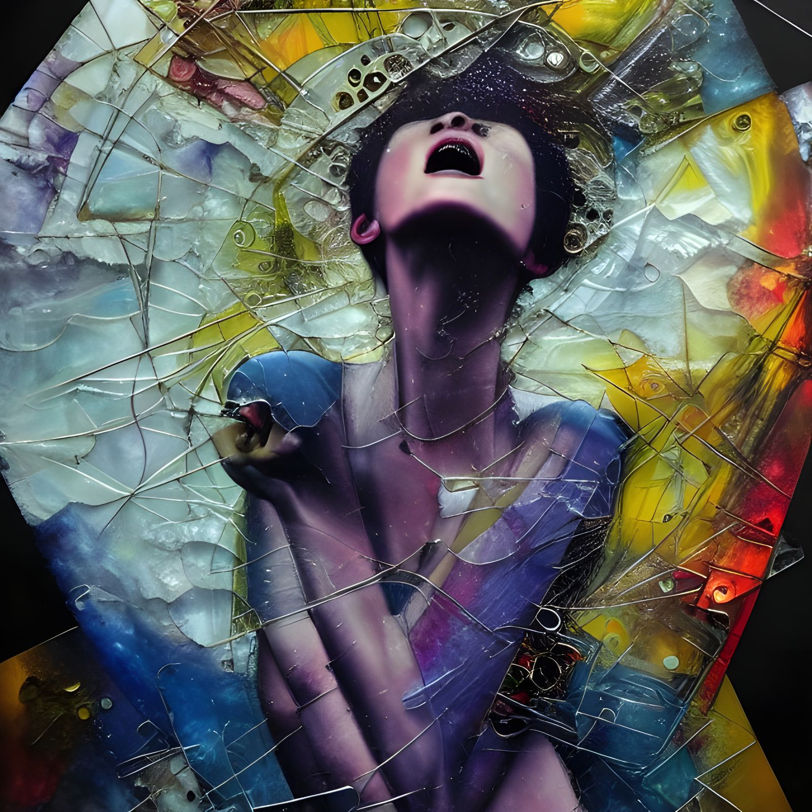 Celestial Transformation Collage in Mixed Media Style