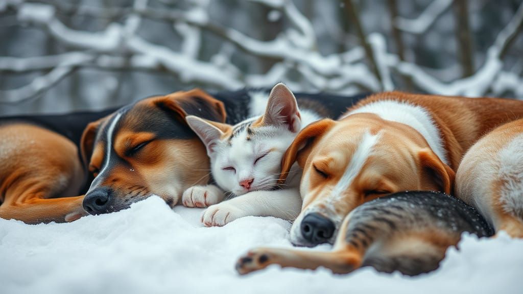 Snowy Serenity: Canine Companions Find Peace in Winter Wonde...