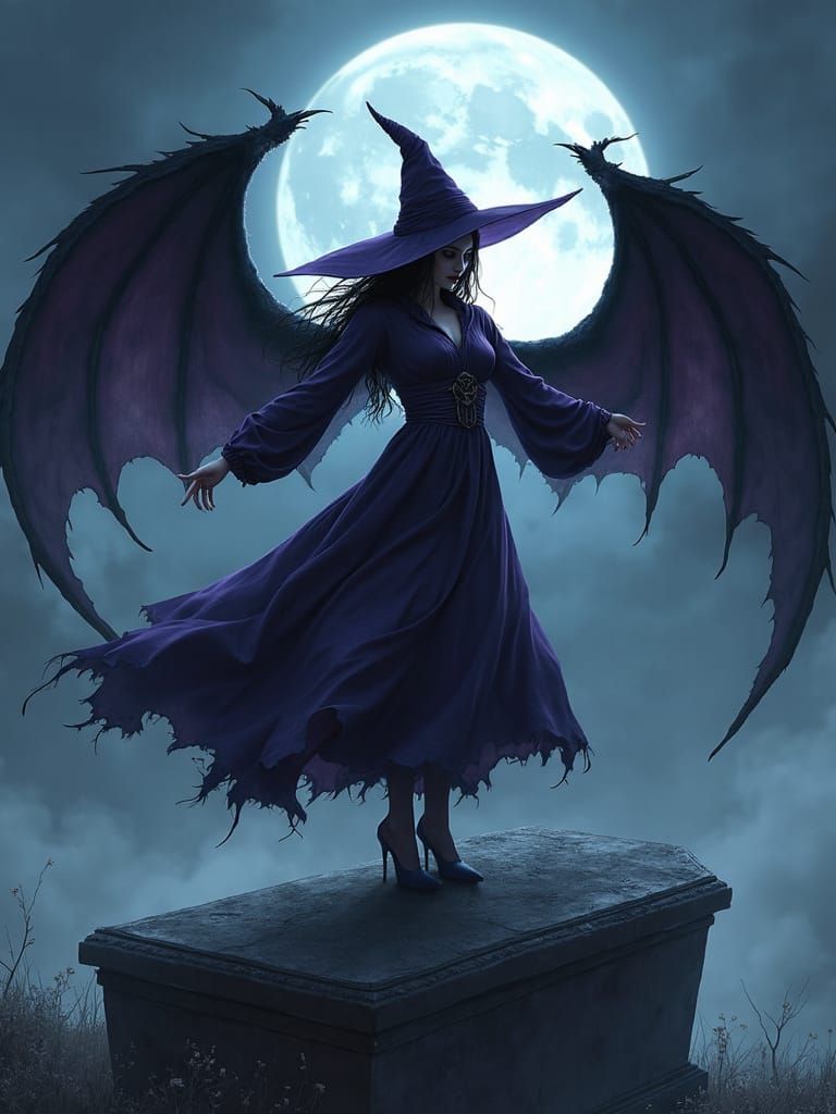 Ethereal Witch Dances with Death in Anime Fantasy