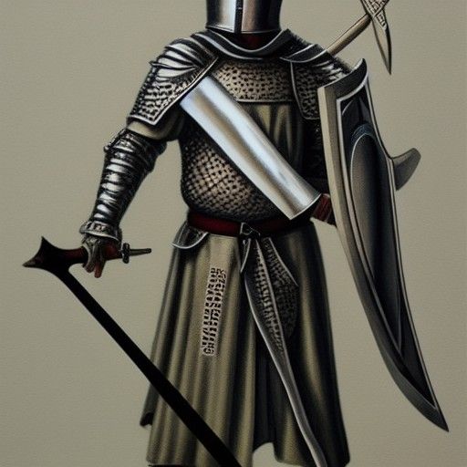Knight Templar Crusader with Sword in Hyperrealism