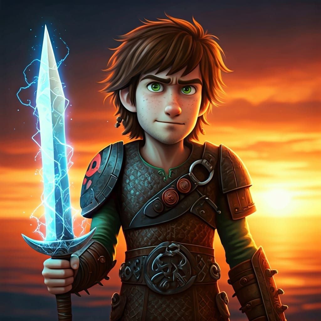 Hiccup Haddock with Water Blade in Sunset