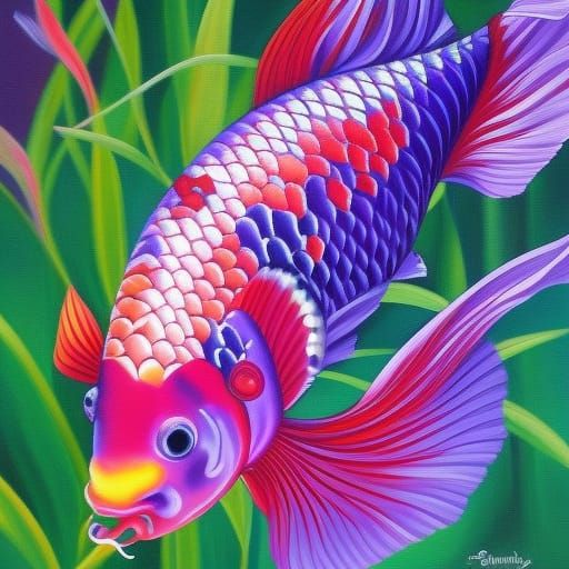 Sparkly Purple Koi Fish Fantasy