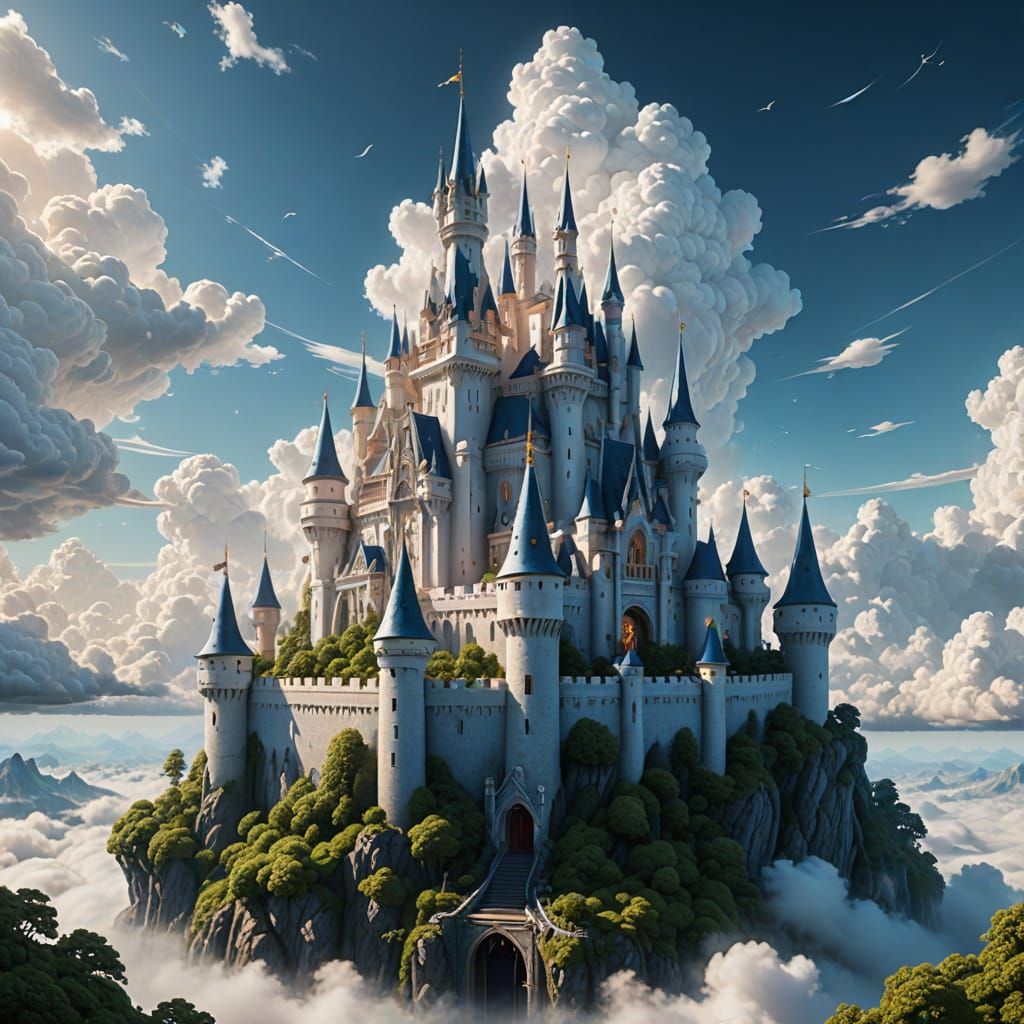 Ethereal Cloud Castle in Dreamy Digital Art