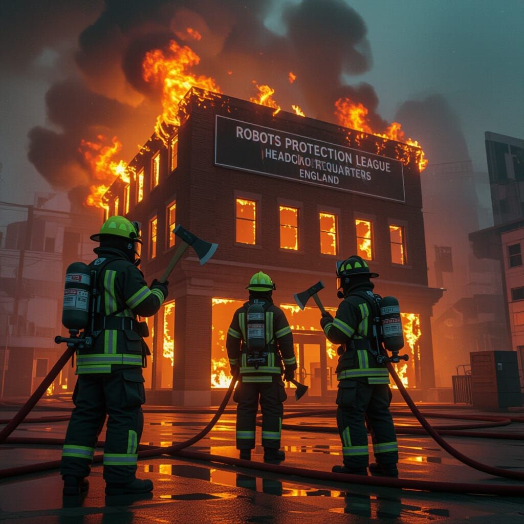 Robot Firefighters Respond to Headquarters Fire