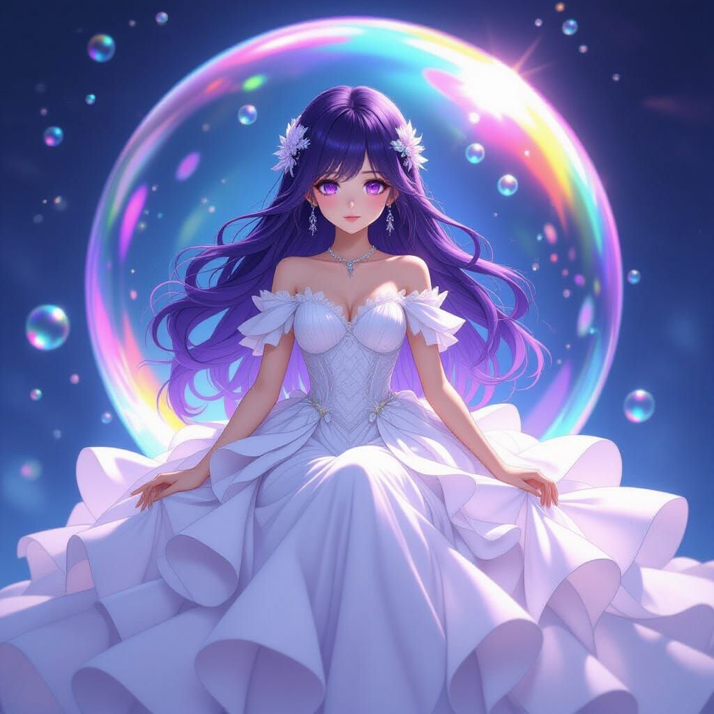 Girl in Rainbow Bubble: 3D Anime Art