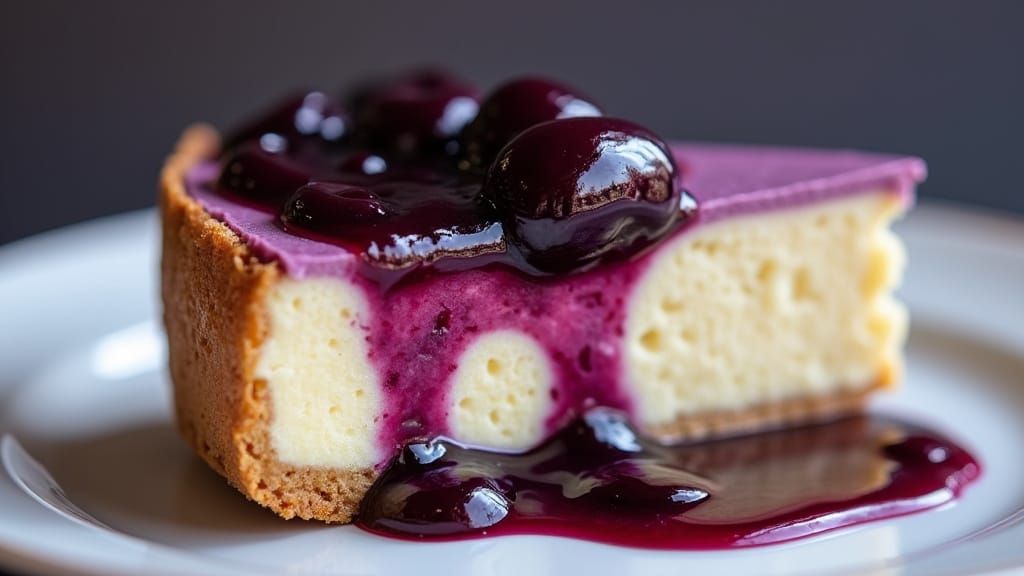 Blueberry Cheesecake Slice with Berry Compote