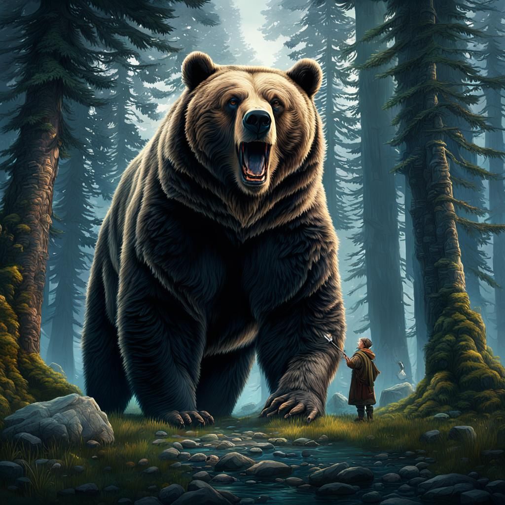 Epic Druid Summons a Bear: Cinematic Digital Painting
