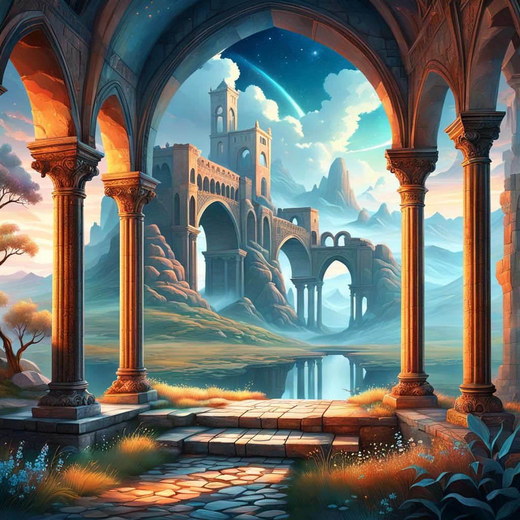 Majestic Stone Arches in Dreamscape Landscape