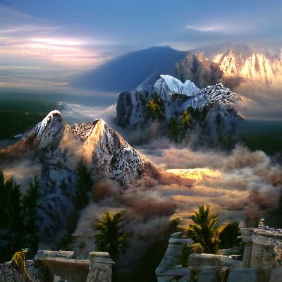 Mount Olympus at Dawn: Detailed Matte Painting
