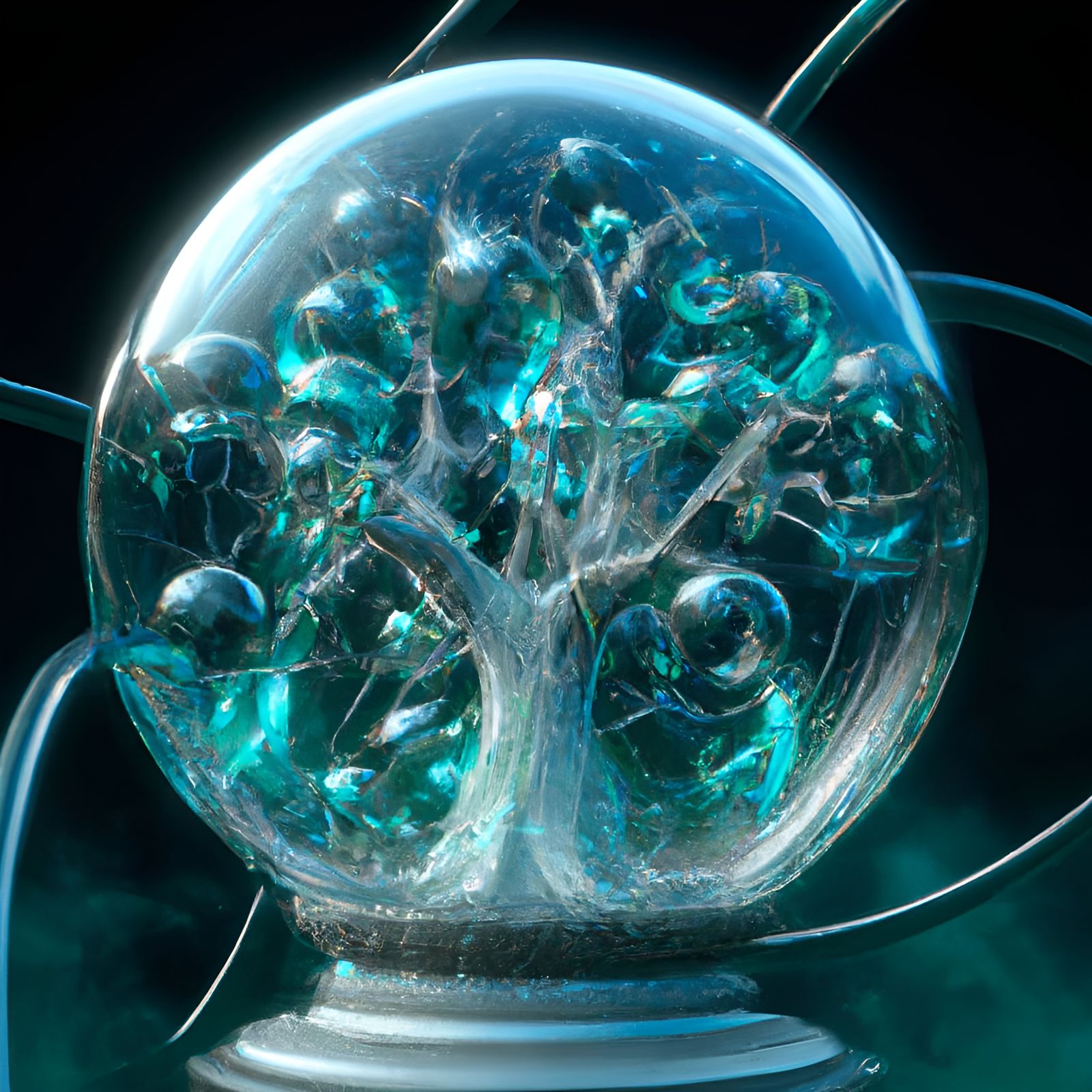 Orb Cage Tree: Expressionist Digital Illustration
