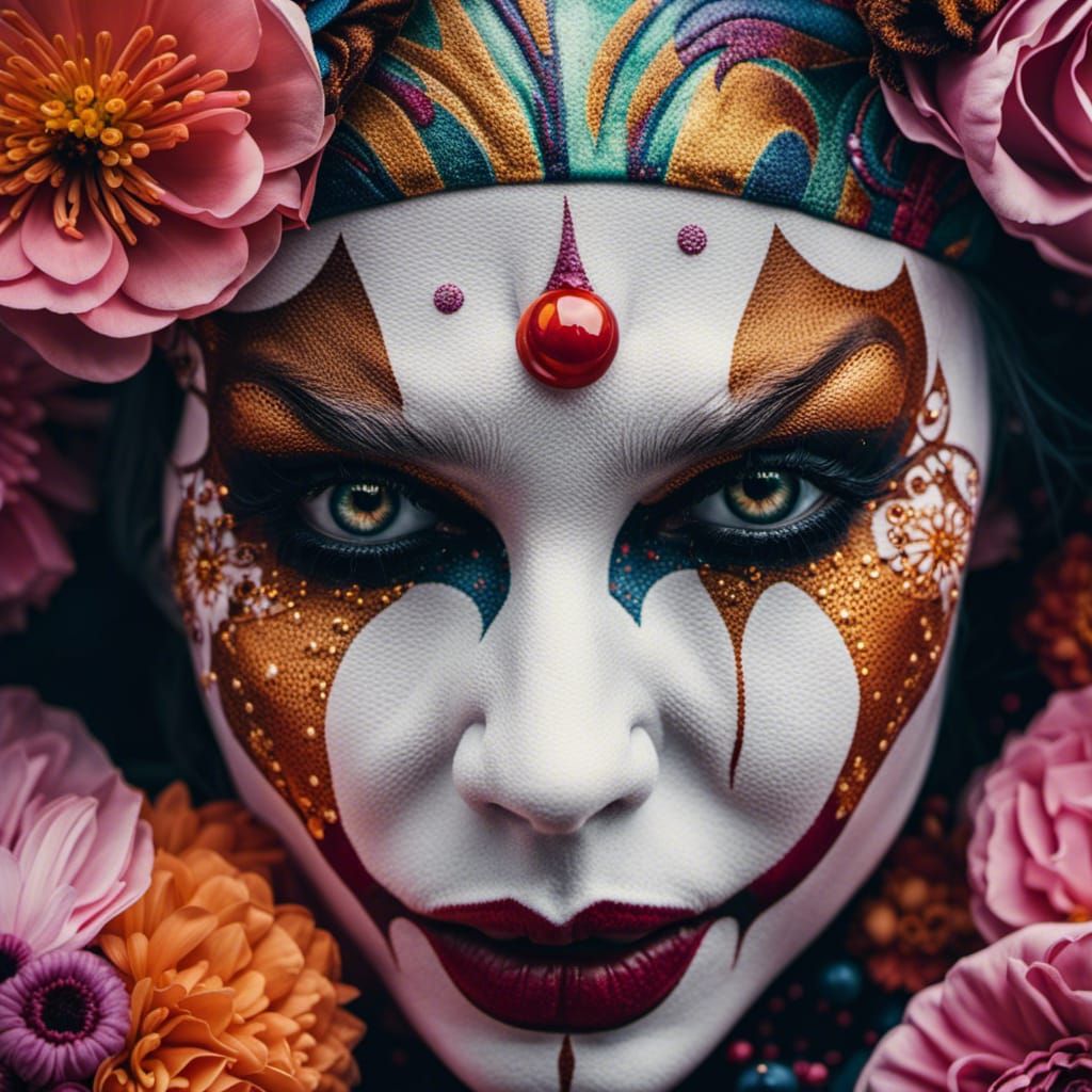 Creepy Clown Costume Close-Up, Digital Art