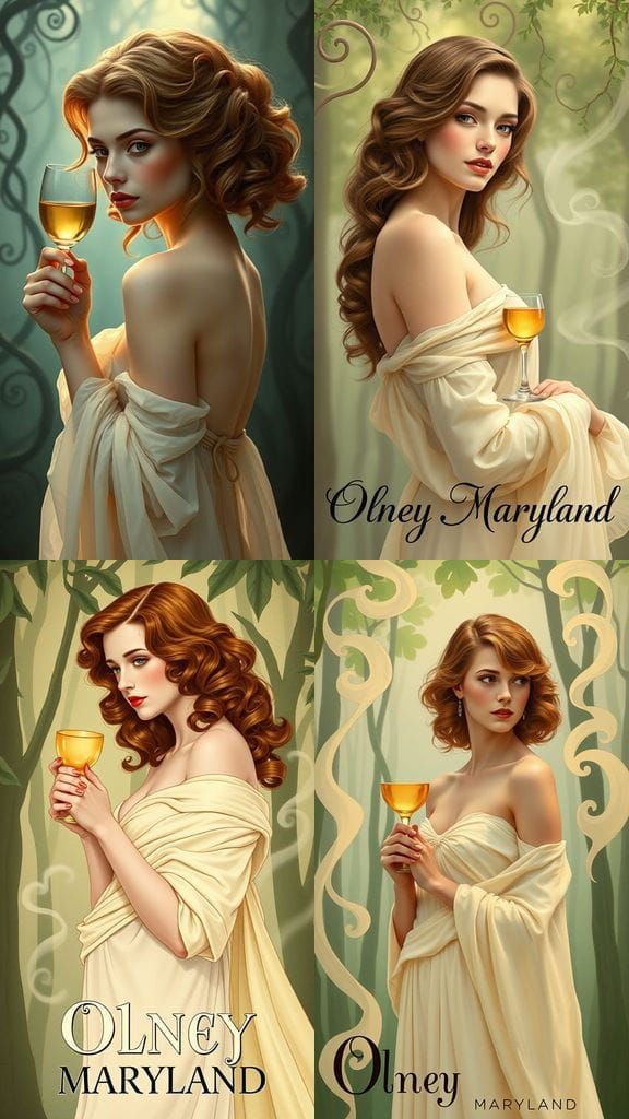 Elegant Art Nouveau Lady in a Stylized Garden