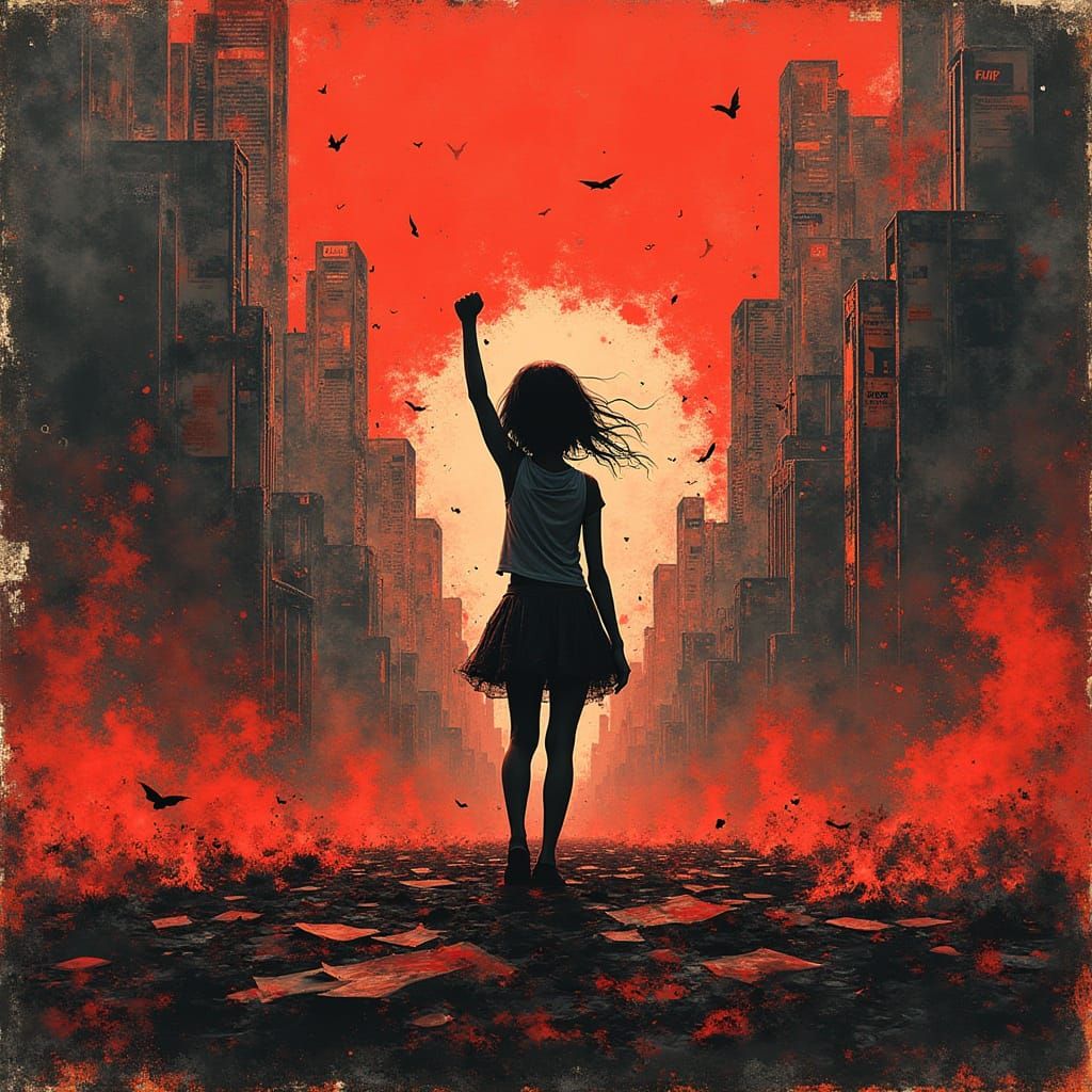 Dystopian Resistance Poster Art in Trash Polka Style