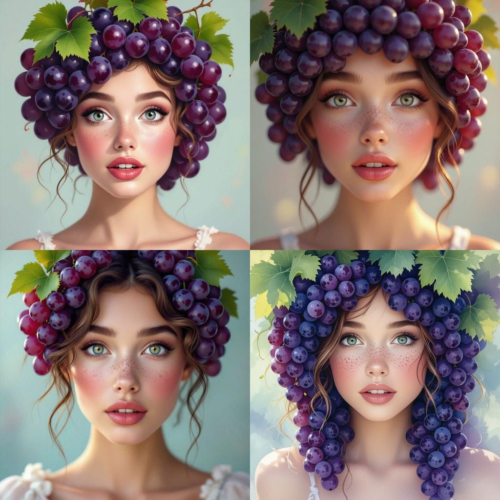 Young Woman with Grape Hair and Freckles