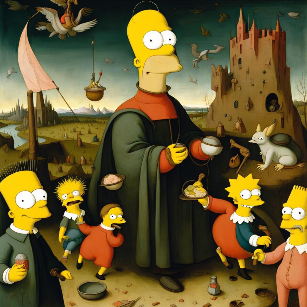 The Simpsons in the Style of Hieronymus Bosch