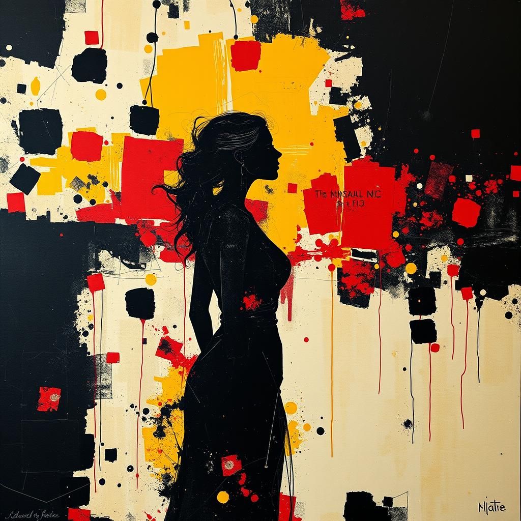 Abstract Expressionism Painting of a Woman's Silhouette