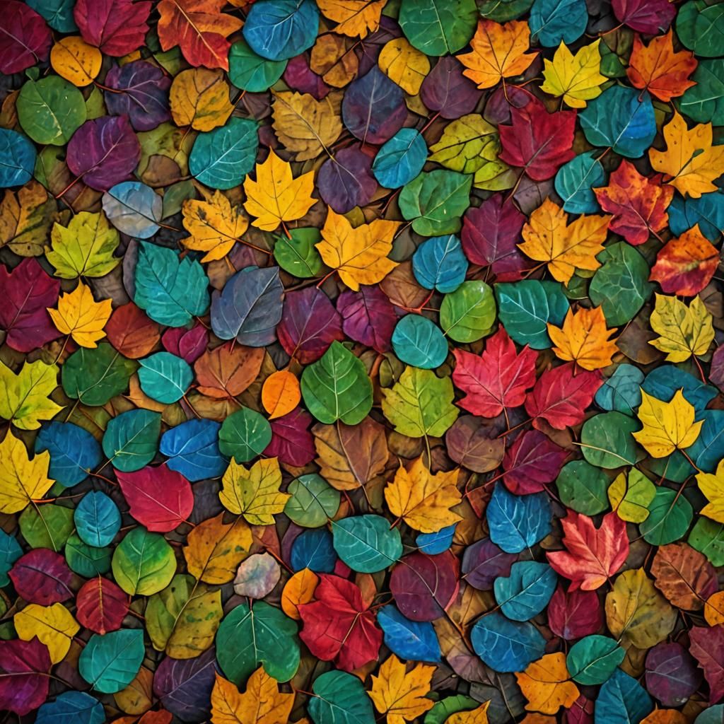 Vibrant Rainbow Leaves in Photorealistic Macro Detail