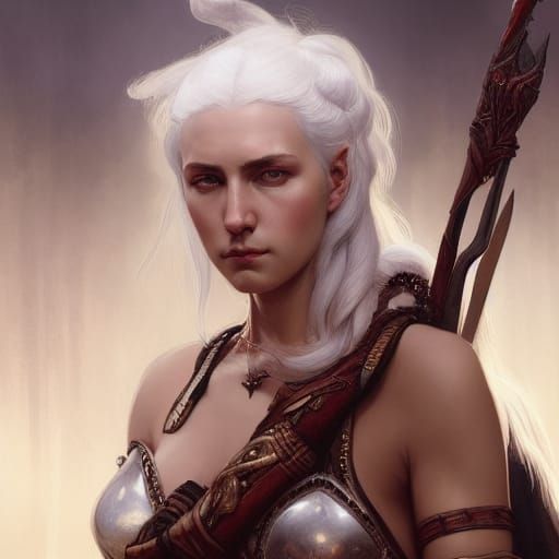 White-Haired Woman Warrior with Dragon Spear