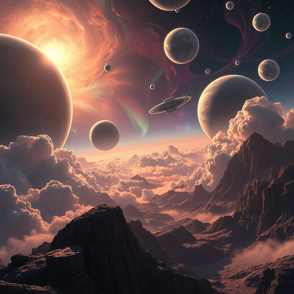 Majestic Celestial Bodies as Matte Painting