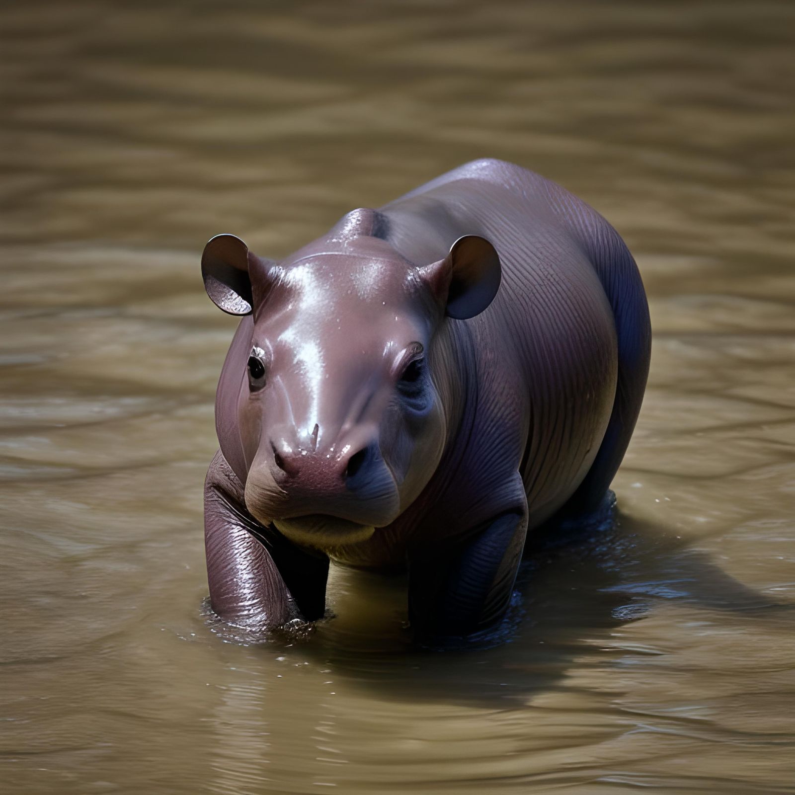 Cute Baby Pygmy Hippopotamus Portrait