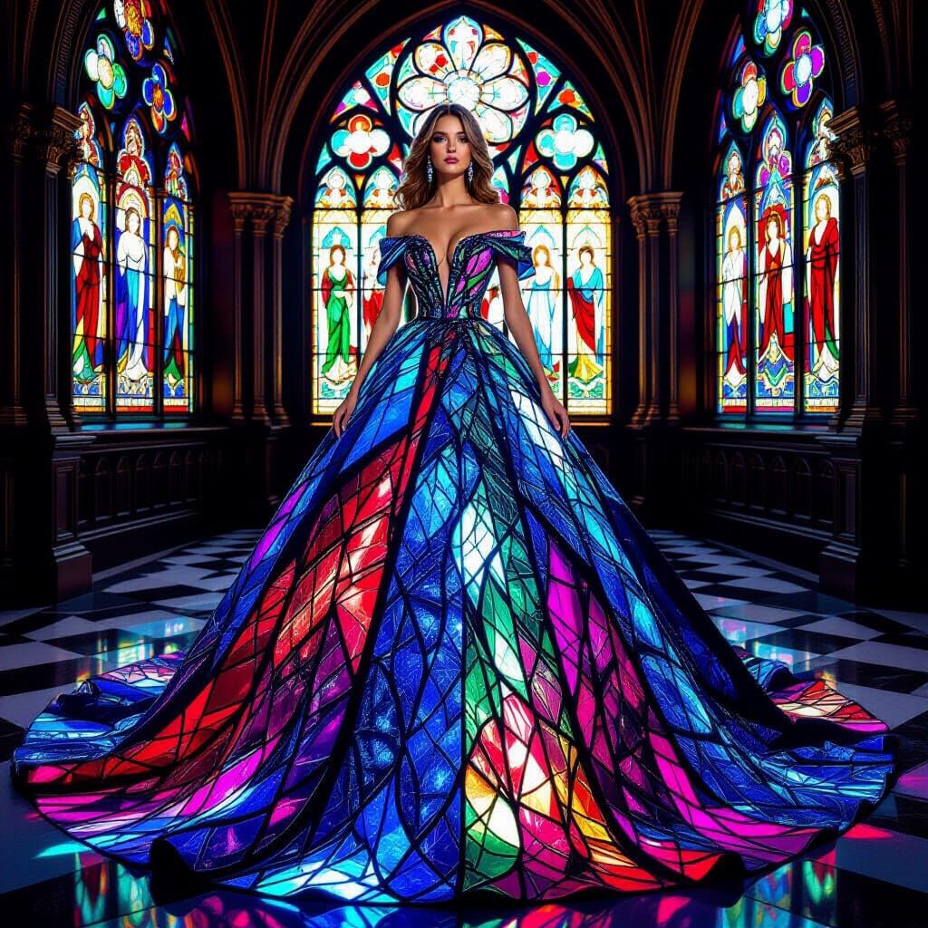 Stunning Stained Glass Ballgown with Vibrant Colors